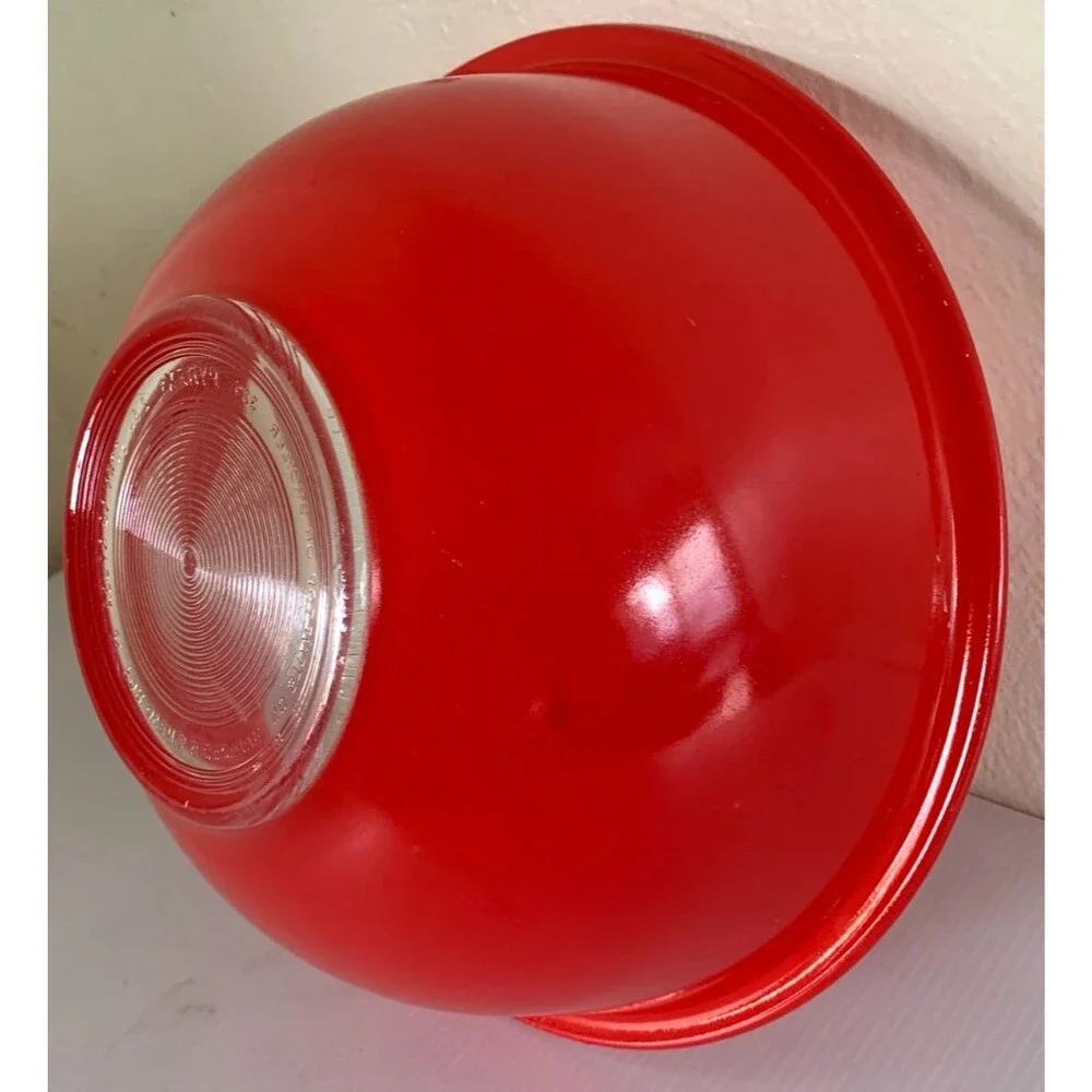 Vintage Pyrex Red Glass Clear Bottom Nesting Mixing Bowl #325 2.5L